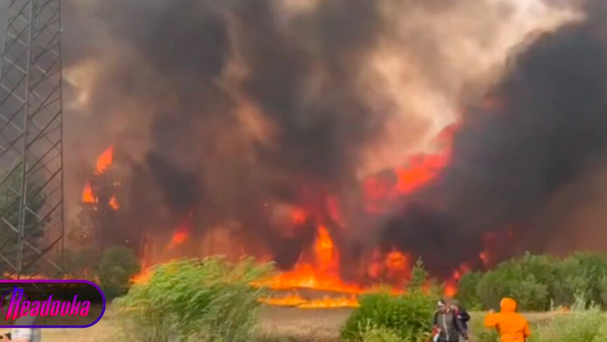 В Забайкалье стена огня вплотную подобралась к трассе возле Артамоновки